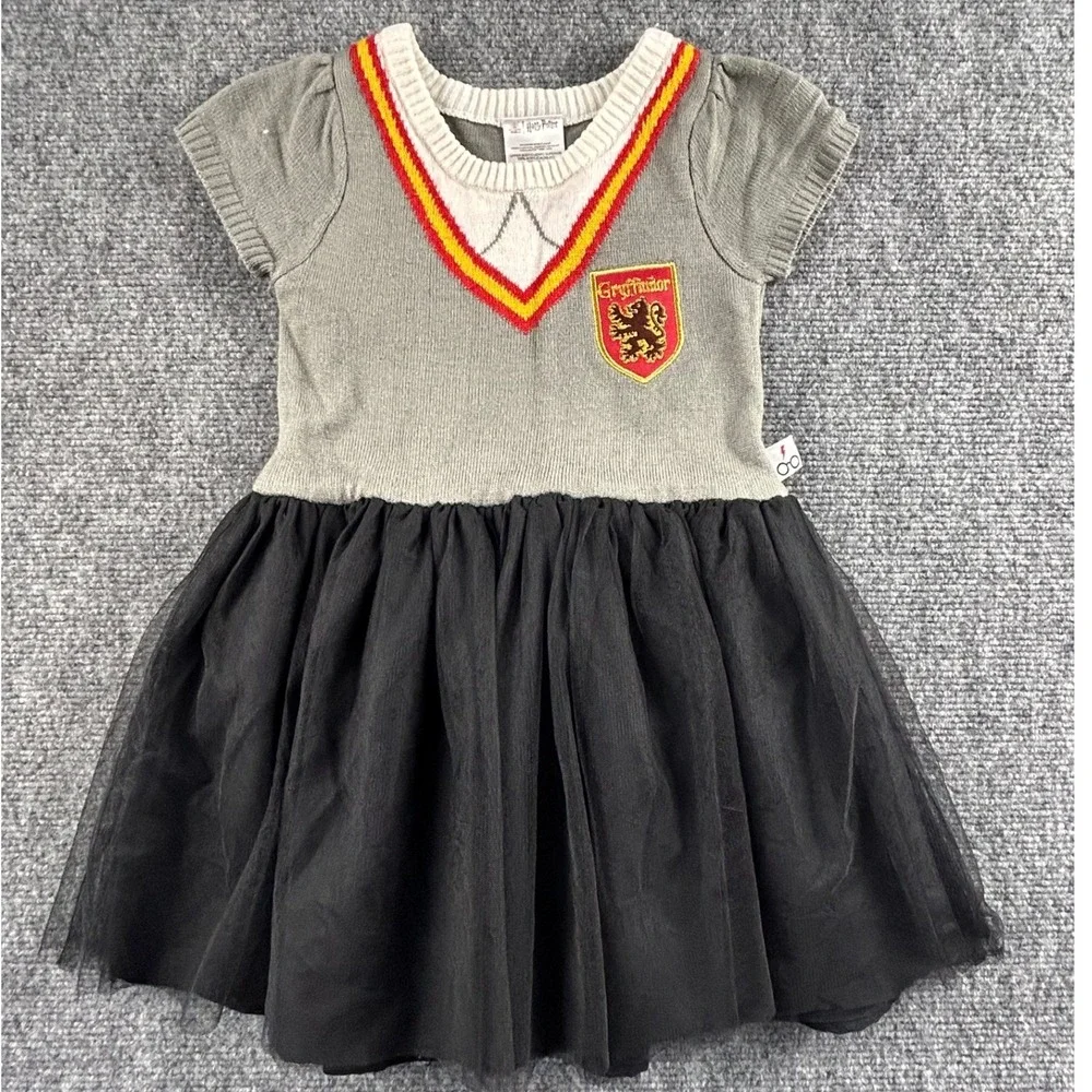 Harry Potter Gryffindor Sweater Tulle Dress Grey Black Red Gold 4T FL2483156RY